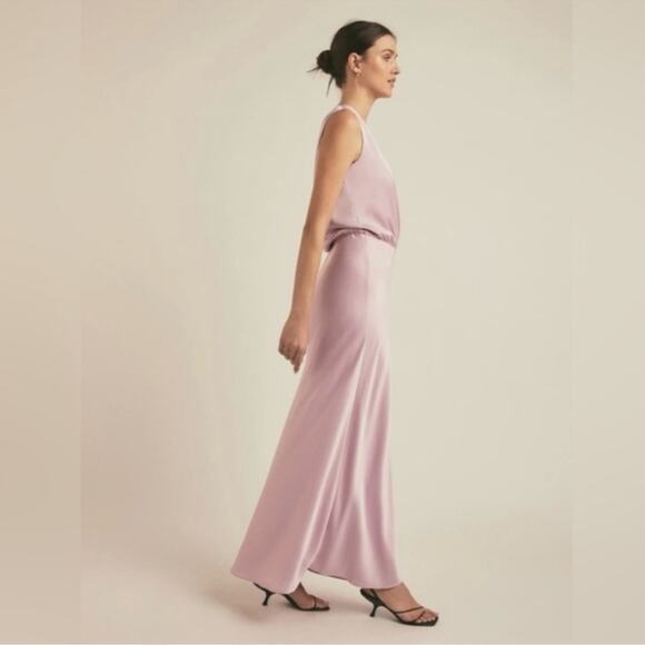 Favorite Daughter Dress Nita Maxi V Neck Sleeveless in Satin Lavender - Picture 2 of 6